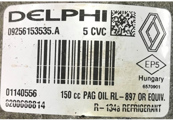 Компресор кондиціонера Renault Clio 3, Megane 2, Scenic 2, 2.0 16V, 6PK, 8200688814, 8200421255, 01140556